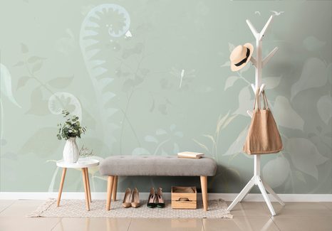 TAPÉTA ABSZTRAKT NÖVÉNY CSENDÉLET ZÖLDBEN - LEVELES TAPÉTÁK - TAPÉTÁK