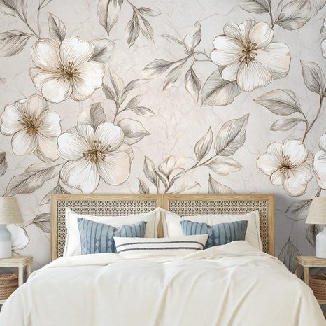 TAPET FLORI VINTAGE ÎN TONURI DELICATE - TAPET FLORI - TAPETURI