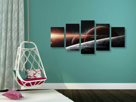 5-TEILIGES WANDBILD PLANETEN IN DER GALAXIE - BILDER VON UNIVERSUM UND STERNEN - BILDER