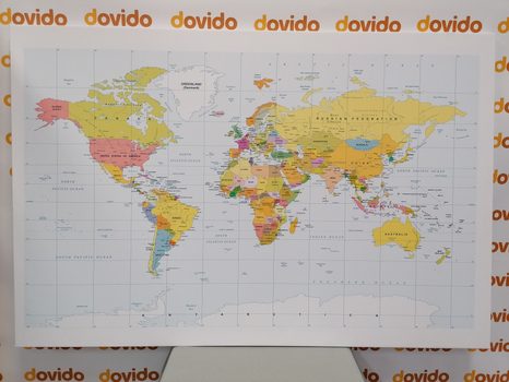 WANDBILD AUF KORK KLASSISCHE WELTKARTE MIT WEISSEM RAND - WANDBILDER AUF KORK - BILDER