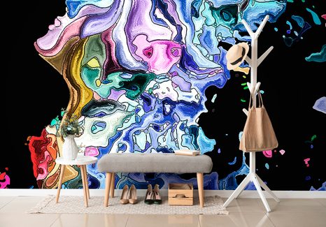 TAPETA BAREVNÁ SILUETA ŽENSKÉHO OBLIČEJE - ABSTRAKTNÍ TAPETY - TAPETY