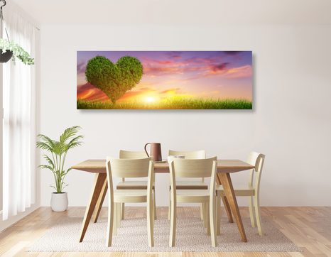 TABLOU COPAC ÎN FORMĂ DE INIMĂ PE PAJIȘTE - TABLOURI DRAGOSTE - TABLOURI