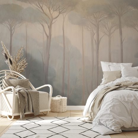 TAPET LINIȘTEA PĂDURII ÎN CEAȚĂ - TAPET PĂDURE - TAPETURI