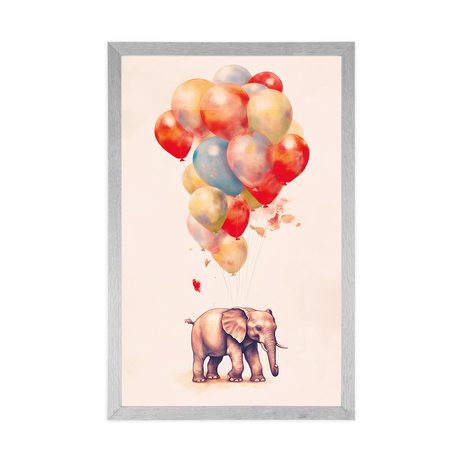 PLAGÁT ZASNENÝ SLON S BALÓNMI - ZASNENÉ ZVIERATKÁ - PLAGÁTY