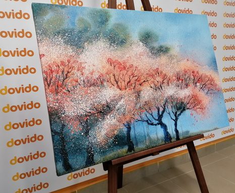 STAMPA SU TELA – ALBERI IN FIORE IN ACQUERELLO - QUADRI DI NATURA E PAESAGGIO - STAMPE E QUADRI