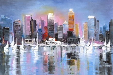 TAPETE KÜSTENSTADT - TAPETEN IMITATION VON ÖLGEMÄLDE - TAPETEN