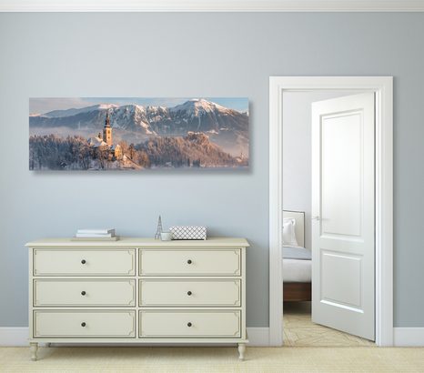 OBRAZ KOSTEL U JEZERA BLED VE SLOVINSKU - OBRAZY PŘÍRODY A KRAJINY - OBRAZY