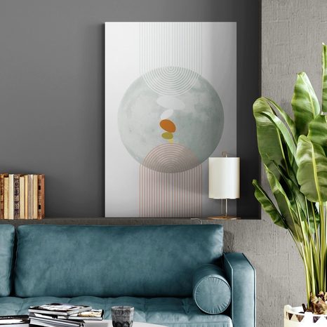 OBRAZ MODERNÍ KRUH S DUHOU MID-CENTURY - ABSTRAKTNÍ OBRAZY - OBRAZY