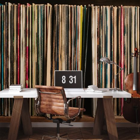 TAPETE VINYLPLATTEN IM RETRO-STIL - MUSIK FOTOTAPETEN - TAPETEN
