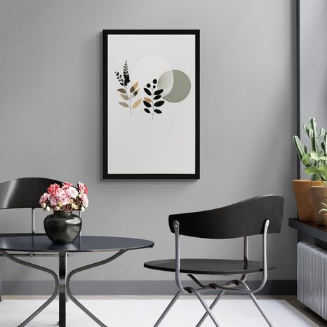 POSTER – FOGLIE MINIMALISTE CON SFONDO BOHO - BOTANICO - POSTER