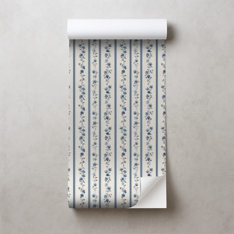 SAMOLEPÍCÍ FOTOTAPETA MODRÉ KVĚTINY NA PRUZÍCH - VZOROVANÉ TAPETY - TAPETY