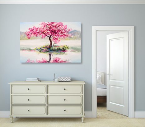 STAMPA SU TELA – CILIEGIO ORIENTALE IN VERSIONE ROSA - QUADRI DI NATURA E PAESAGGIO - STAMPE E QUADRI