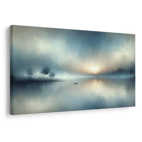 WANDBILD EINSAMES BOOT IM NEBEL - BILDER SEEN - BILDER