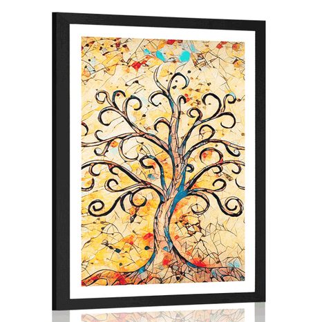 AFFICHE AVEC MONTURE LE SYMBOLE DE L'ARBRE DE VIE - FENG SHUI - AFFICHES