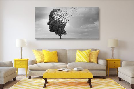 OBRAZ DRZEWO W KSZTAŁCIE TWARZY - OBRAZY CZARNO-BIAŁE - OBRAZY