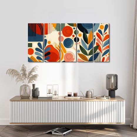 5-DIELNY OBRAZ MODERNÉ ABSTRAKTNÉ TVARY - ABSTRAKTNÉ OBRAZY - OBRAZY