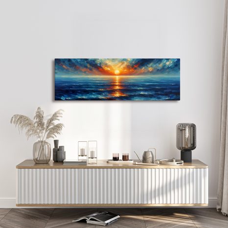 OBRAZ DRAMATICKÁ OBLOHA A VLNY - OBRAZY VÝCHOD A ZÁPAD SLUNCE - OBRAZY