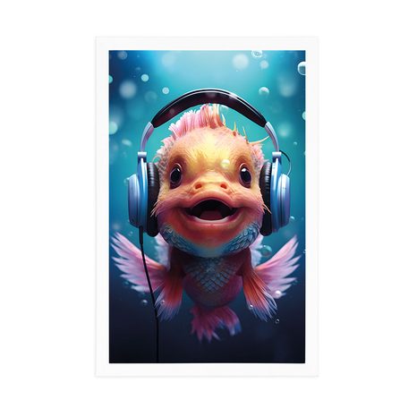 PLAKAT RIBICA SA SLUŠALICAMA - PARTY ŽIVOTINJE SA SLUŠALICAMA - PLAKATI