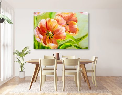 WANDBILD ROTE TULPEN IM INTERESSANTEN DESIGN - BILDER BLUMEN - BILDER