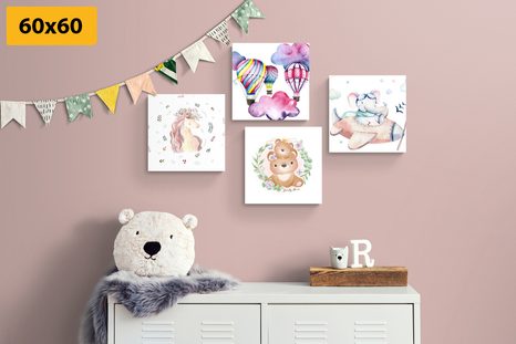 SET OBRAZŮ PRO DĚTI V JEMNÝCH BARVÁCH - SESTAVY OBRAZŮ - OBRAZY