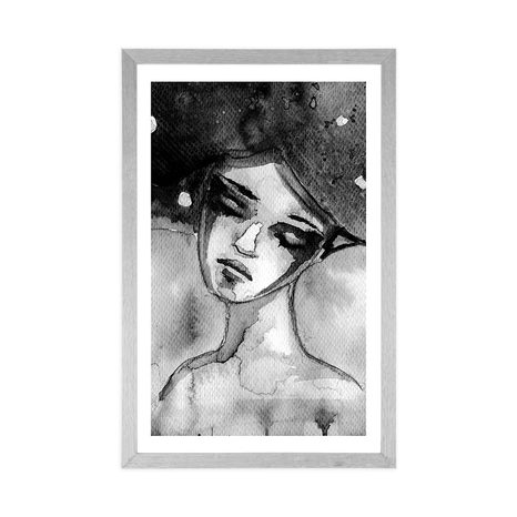 PLAKAT S PASPARTUOM MJESEČNA VILA U CRNO-BIJELOM DIZAJNU - CRNO-BIJELE - PLAKATI