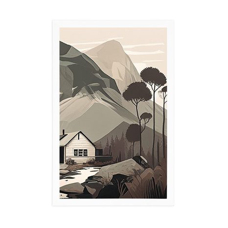 POSTER – CHALET SCANDINAVO TRA LE MONTAGNE - MONTAGNE - POSTER