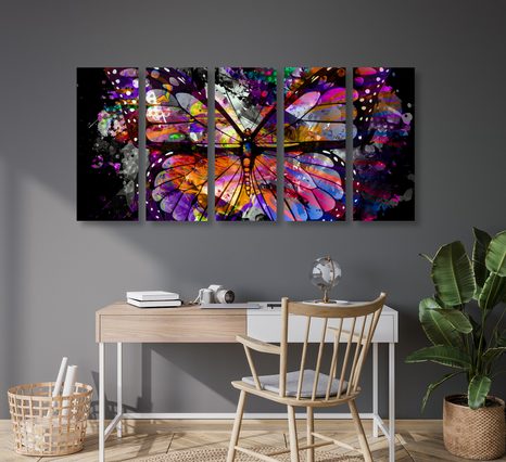 5-RÉSZES KÉP BÚMULATOS LEPKE - POP ART KÉPEK - KÉPEK