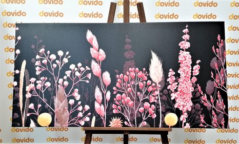 WANDBILD VARIANTEN VON GRAS IN ROSA - BILDER BLUMEN - BILDER