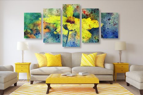 КАРТИНИ ОТ 5 ЧАСТИ – ЖЪЛТ ЦВЯТ С ВИНТИДЖ НЮАНС - ВИНТИДЖ И РЕТРО КАРТИНИ - КАРТИНИ