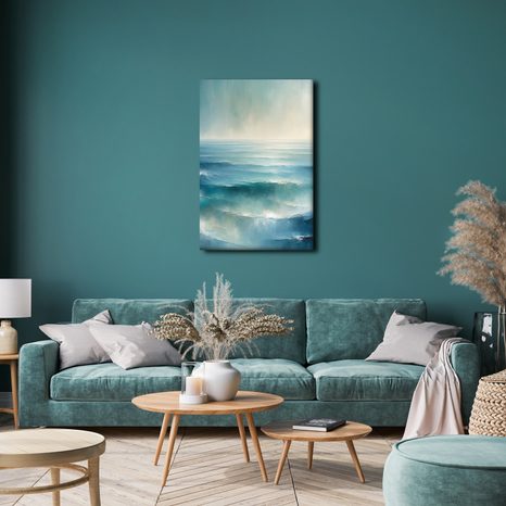 WANDBILD BLAUES MEER BEI SONNENAUFGANG - BILDER MEER UND STRAND - BILDER