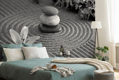 SAMOLEPÍCÍ FOTOTAPETA ČERNOBÍLÁ ZEN ZAHRADA - SAMOLEPÍCÍ TAPETY - TAPETY