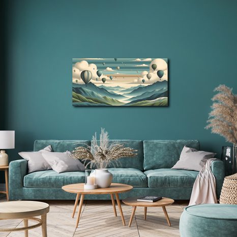 QUADRO SU TELA – VOLO IN MONGOLFIERA SOPRA LE CIME - QUADRI DI NATURA E PAESAGGIO - STAMPE E QUADRI