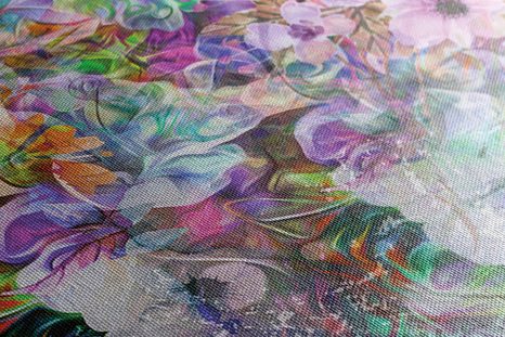 КАРТИНА НА ПЛАТНО – ЦВЕТЯ В ПЪСТРОЦВЕТЕН ВАРИАНТ - АБСТРАКТНИ КАРТИНИ - КАРТИНИ