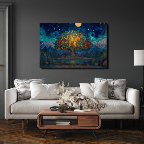 WANDBILD BAUM DES LEBENS UNTER STERNEN - BILDER BÄUME DES LEBENS - BILDER