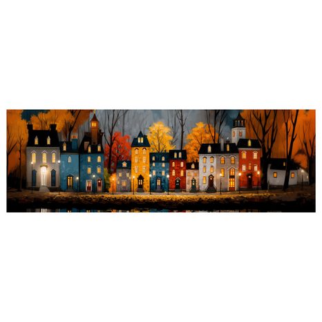 OBRAZ SVÁTEČNÍ VEČERNÍ ATMOSFÉRA - BAREVNÉ DOMY - OBRAZY