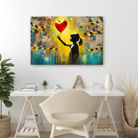 OBRAZ DÍVKA SRDCE A BALÓN - OBRAZY ŽENY - OBRAZY