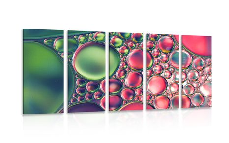 5-PIECE CANVAS PRINT OIL DROPS IN AN ABSTRACT DESIGN