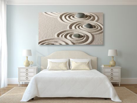 KÉP ZEN KÖVEK HOMOK KÖRBEN - FENG SHUI KÉPEK - KÉPEK