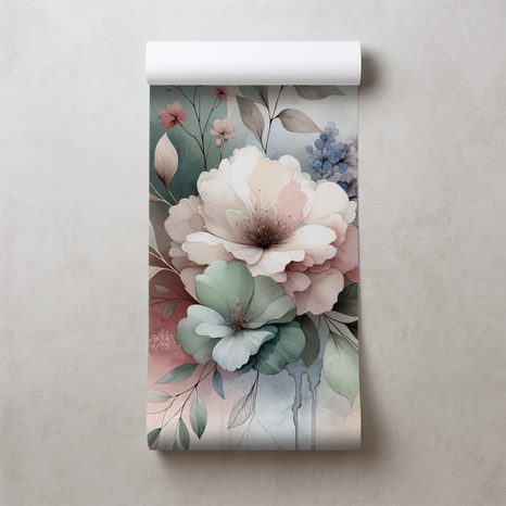 TAPETA PASTELOVÉ AKVARELOVÉ KVĚTY - TAPETY KVĚTINY - TAPETY