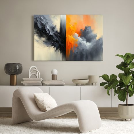 WANDBILD ABSTRAKTION IN FEUER UND RAUCH - WANDBILDER ABSTRAKTE FORMEN - BILDER