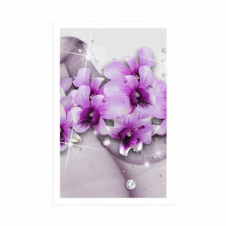 POSTER – FIORI VIOLA SU SFONDO ASTRATTO - FIORI - POSTER