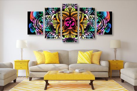 TABLOU 5-PIESE MANDALA SĂNĂTĂȚII - TABLOURI FENG SHUI - TABLOURI