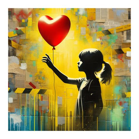 WANDBILD SILHOUETTE EINES MÄDCHENS MIT BALLON - WANDBILDER FRAUEN - BILDER