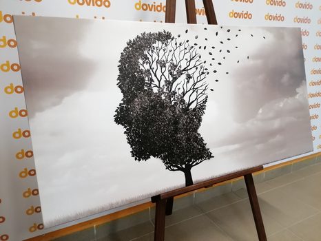 OBRAZ DRZEWO W KSZTAŁCIE TWARZY - OBRAZY CZARNO-BIAŁE - OBRAZY