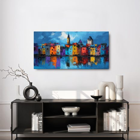 SLIKA ČAROLIJA VEČERNJEG GRADA - ŠARENE KUĆE - SLIKE