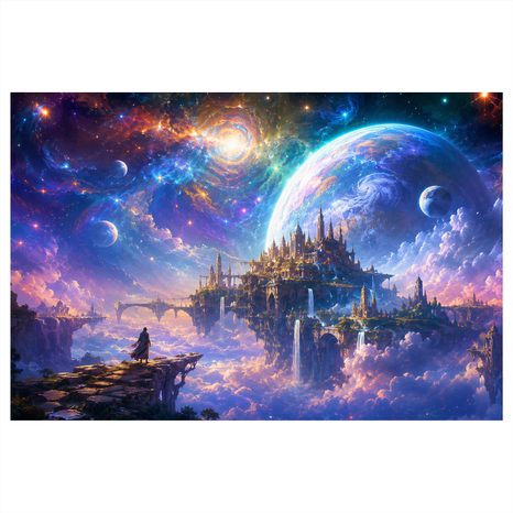 OBRAZ FANTASTICKÉ MESTO MEDZI PLANÉTAMI - OBRAZY GALAXIA - OBRAZY