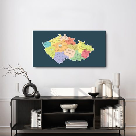 QUADRO IN SUGHERO – MAPPA DELLA REPUBBLICA CECA CON SFONDO SCURO - QUADRI SU SUGHERO - STAMPE E QUADRI