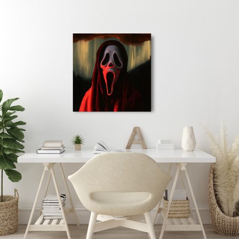 WANDBILD HORRORFIGUR UNTER ROTEM HIMMEL - HALLOWEEN- UND HORROR-BILDER - BILDER