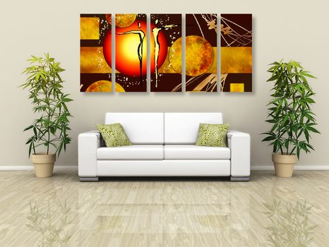 QUADRI 5 PEZZI – COPPIA INNAMORATA ETNICA - QUADRI ASTRATTO - STAMPE E QUADRI