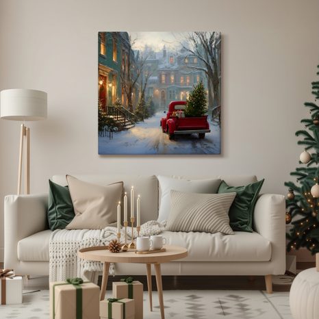 OBRAZ VÁNOČNÍ ATMOSFÉRA V ZASNĚŽENÉ ULICI - VÁNOČNÍ A ZIMNÍ OBRAZY - OBRAZY